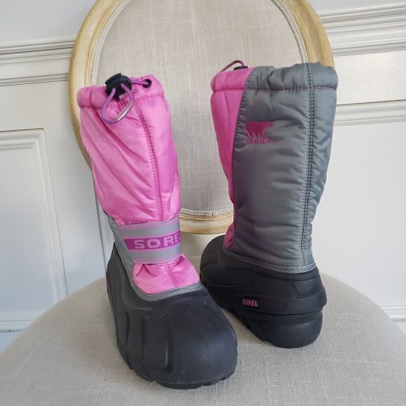NEW SOREL Big Girl Sz 6 Pink Grey Cub Waterproof Insulated Duck Snow Winter Boot - Picture 11 of 14